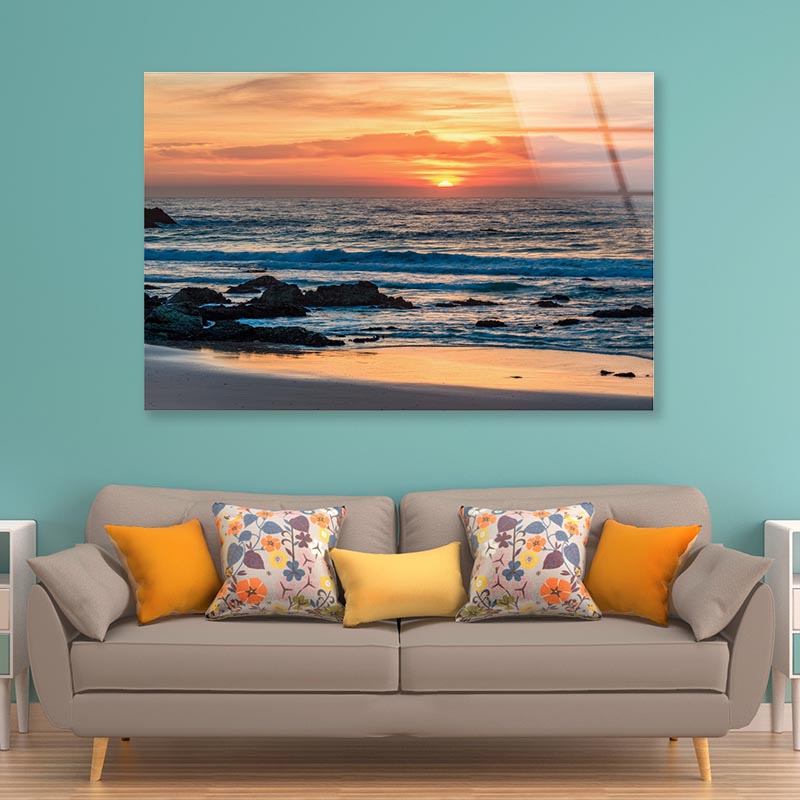 Peaceful Sunrise at Beach Acrylic Glass Print Tempered Glass Wall Art 100% Made in Australia Ready to Hang