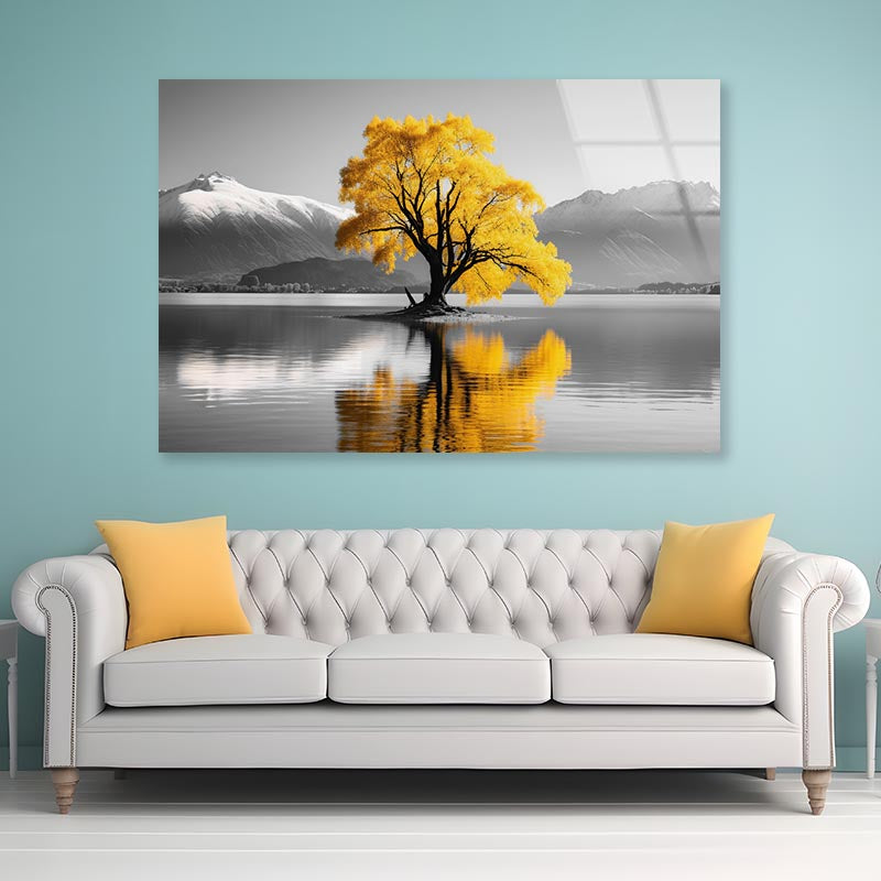 Wanaka Tree In Lake Acrylic Glass Print Tempered Glass Wall Art 100% Made in Australia Ready to Hang