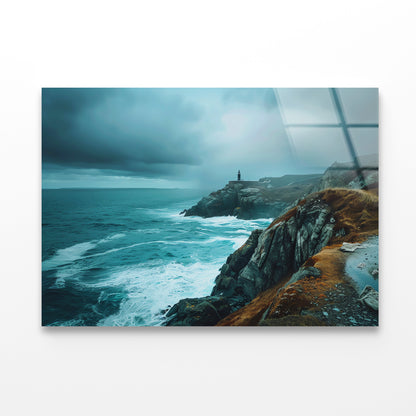 Rocky Cliff, Ocean & Sky Acrylic Glass Print Tempered Glass Wall Art 100% Made in Australia Ready to Hang