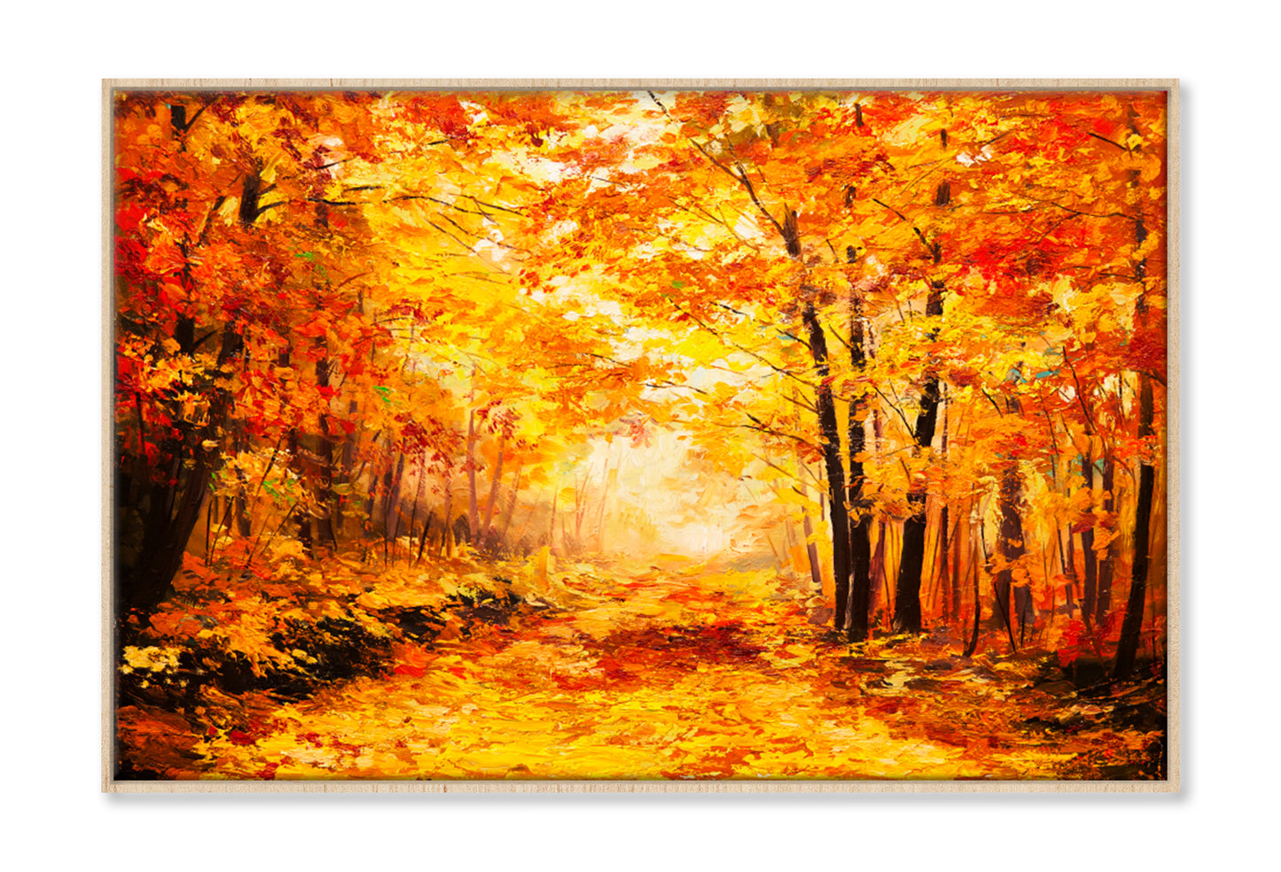 Yellow Brown Colorful Autumn Forest Oil Painting Limited Edition High Quality Print Canvas Box Framed Natural