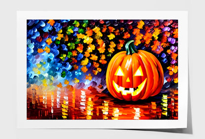 Cheerful Halloween Pumpkin Oil Painting Wall Art Limited Edition High Quality Print Unframed Roll Canvas None