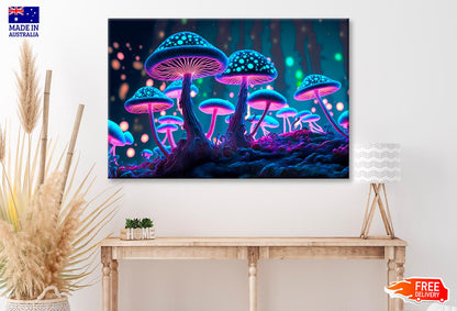 Mushrooms That Are Glowing in The Dark Wall Art Decor 100% Australian Made