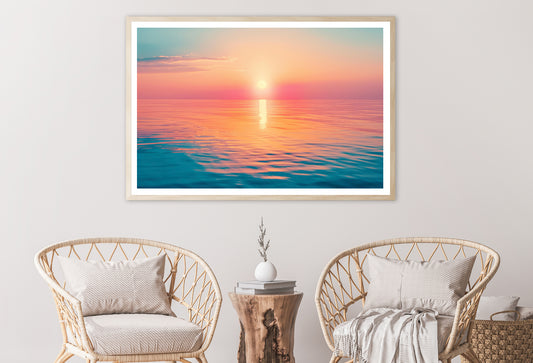 Stunning Sunset Over Calm Sea with Vibrant Colors Home Decor Premium Quality Poster Print Choose Your Sizes