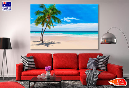 Sunny Sand Beach with Palm Wall Art Decor 100% Australian Made