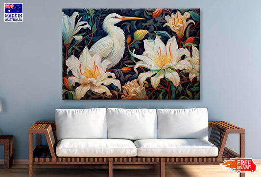 Oil Painting White Birds Wall Art Limited Edition High Quality Print