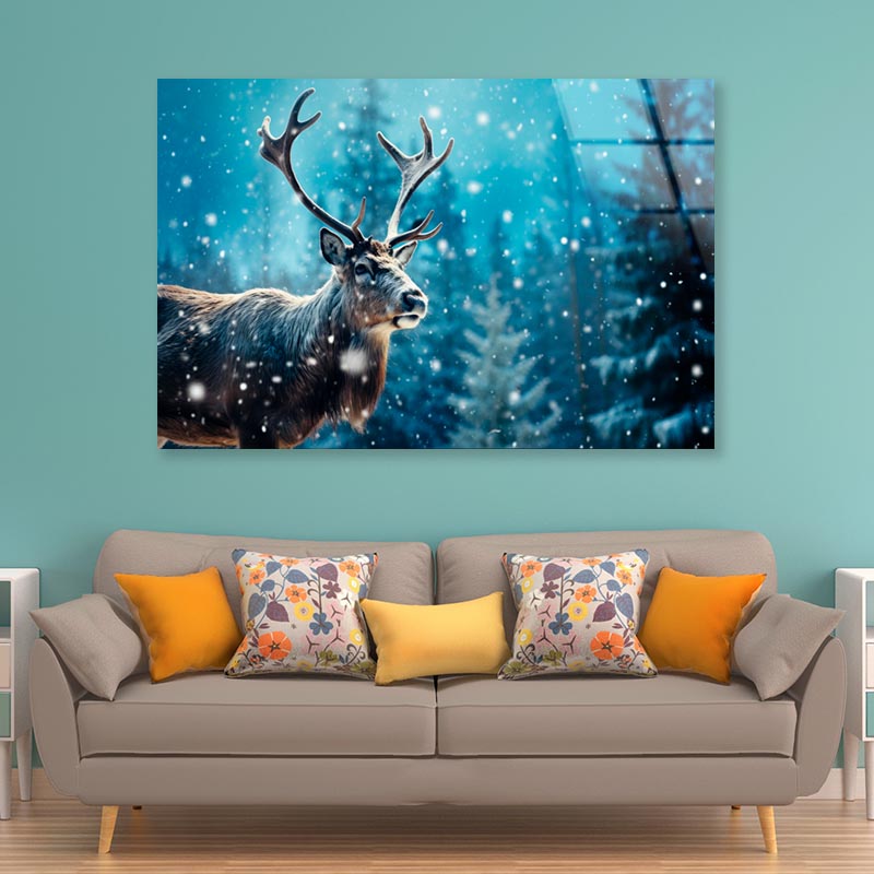 Moose In the Snowy Forest  Acrylic Glass Print Tempered Glass Wall Art 100% Made in Australia Ready to Hang