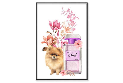 Perfume with Dog Wall Art Limited Edition High Quality Print Canvas Box Framed Black