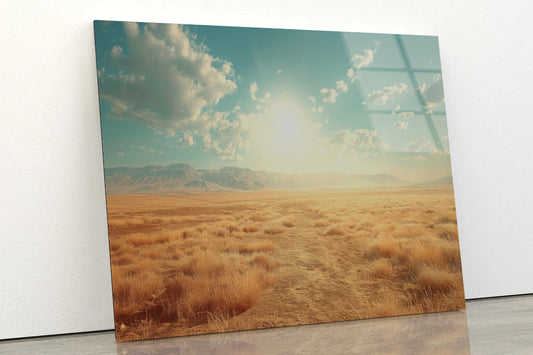 Large Field with a Blue Sky Acrylic Glass Print Tempered Glass Wall Art 100% Made in Australia Ready to Hang