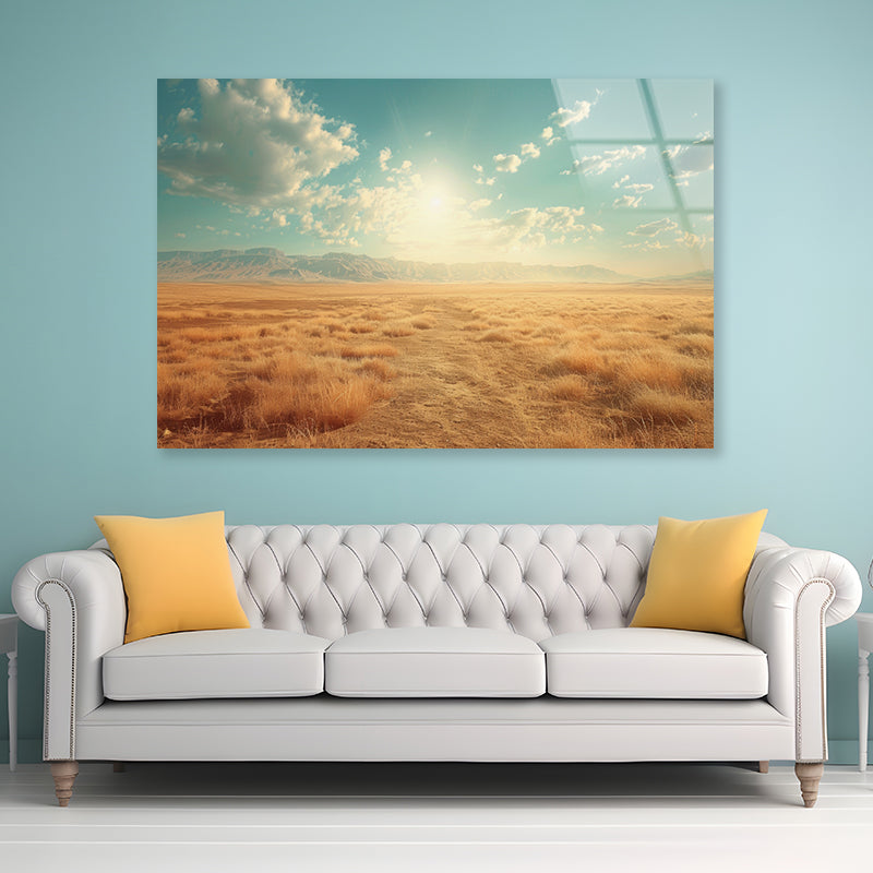 Large Field with a Blue Sky Acrylic Glass Print Tempered Glass Wall Art 100% Made in Australia Ready to Hang