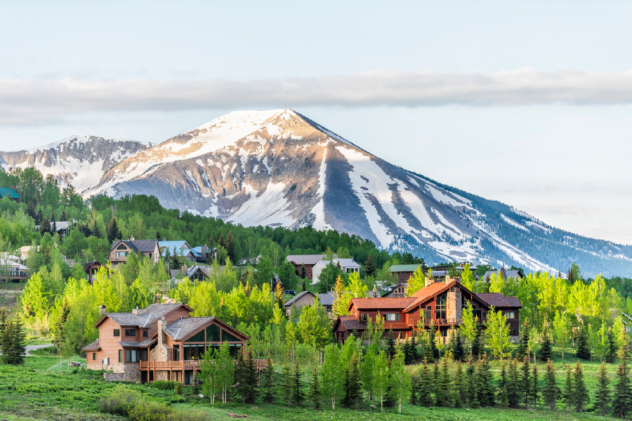 Colorado Village In Summer Glass Framed Wall Art, Ready to Hang Quality Print