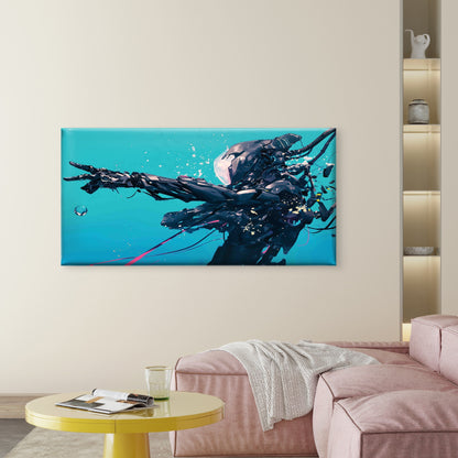 Modern Cyberpunk Silhouette Wall Art Canvas Office Home Room Framed 120x60cm