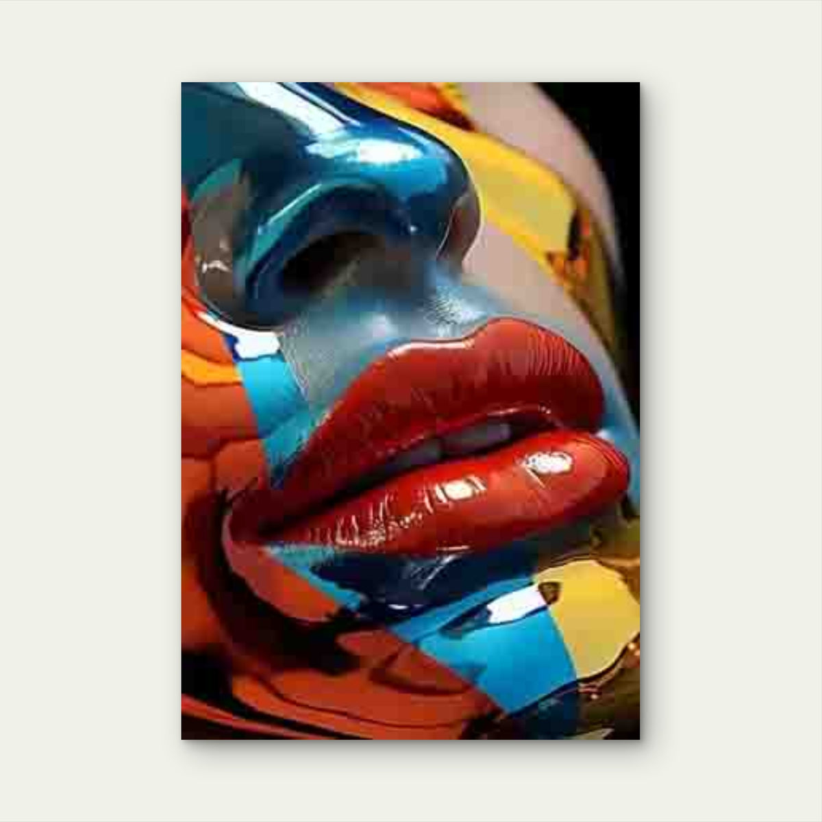 Vibrant Abstract Lip Art Metal Print Ready to Hang