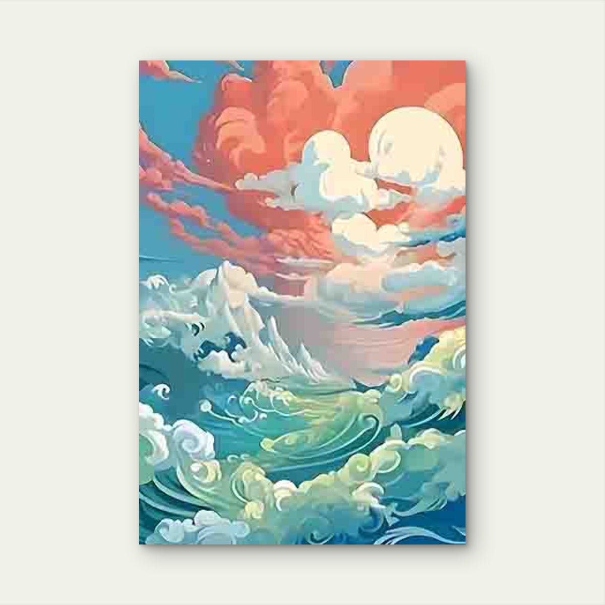 Colorful Waves And Clouds 40x60cm Metal Print Ready to Hang