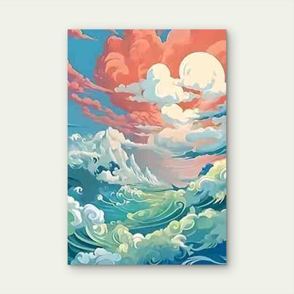 Colorful Waves And Clouds 40x60cm Metal Print Ready to Hang