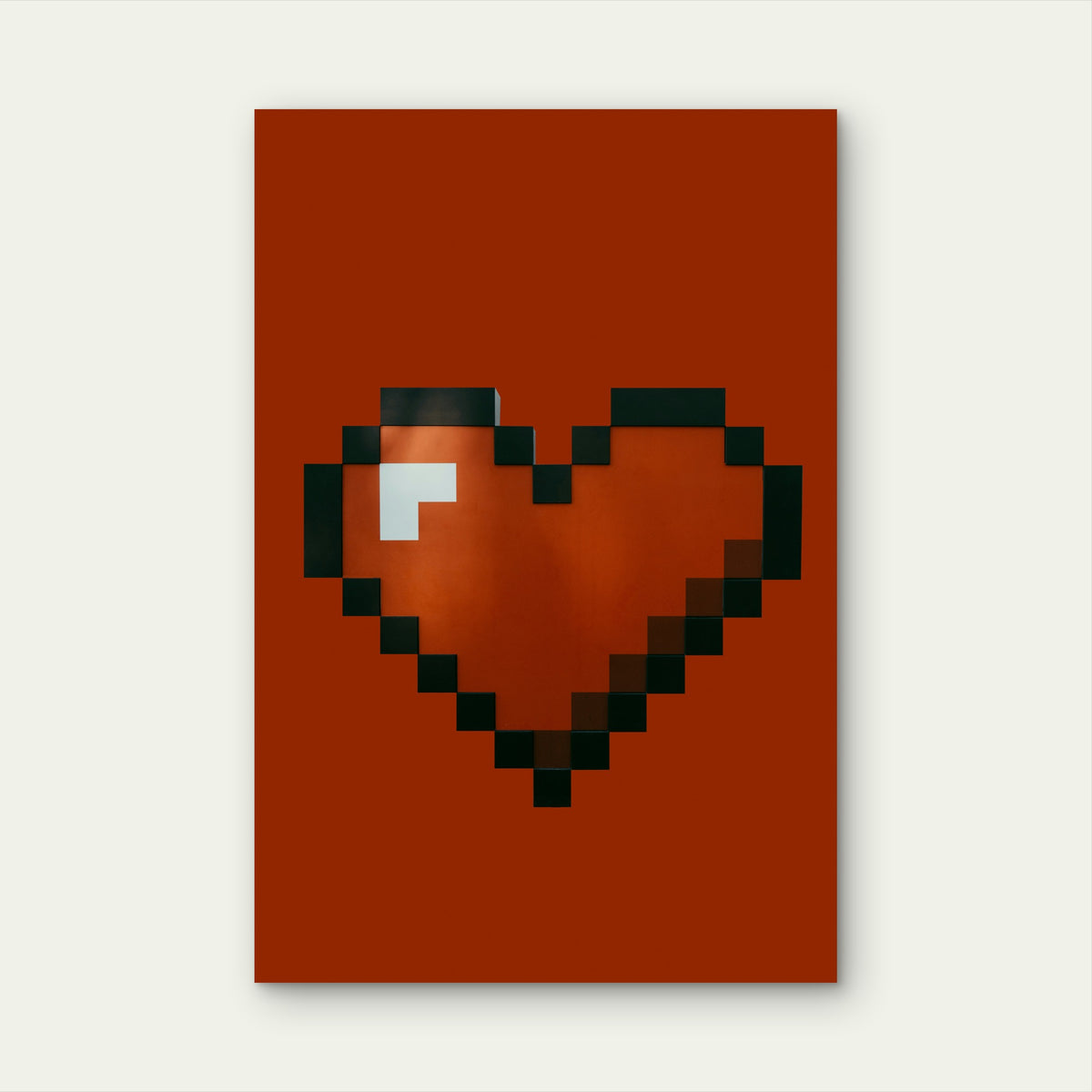 Red Pixel Art Heart 40x60cm Metal Print Ready to Hang
