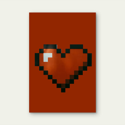 Red Pixel Art Heart 60x90cm Metal Print Ready to Hang