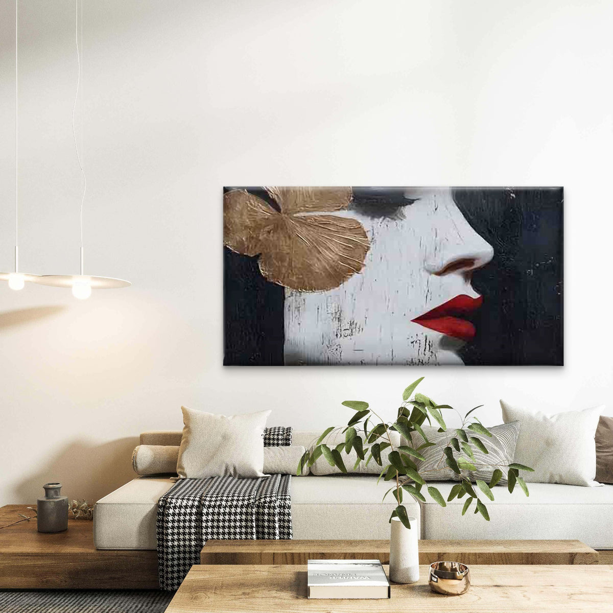 Woman's Side Profile Wall Art Canvas Office Home Room Framed 120x60cm