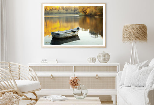 Boat, Lake & Trees Home Decor Premium Quality Poster Print Choose Your Sizes