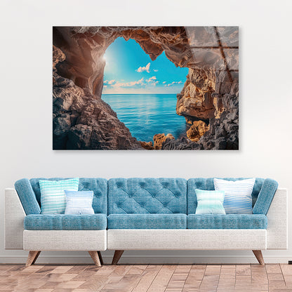 Scenic View of the Ocean with Rocks Acrylic Glass Print Tempered Glass Wall Art 100% Made in Australia Ready to Hang