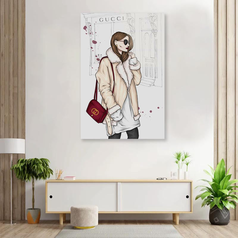 Fashion Lady, Bag 3D Design Acrylic Glass Print Tempered Glass Wall Art 100% Made in Australia Ready to Hang