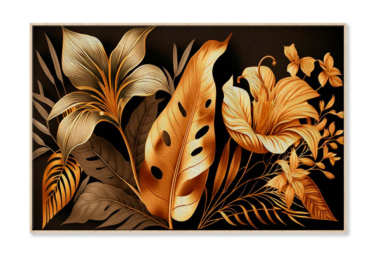 Vintage Luxury Golden Floral Wall Art Limited Edition High Quality Print