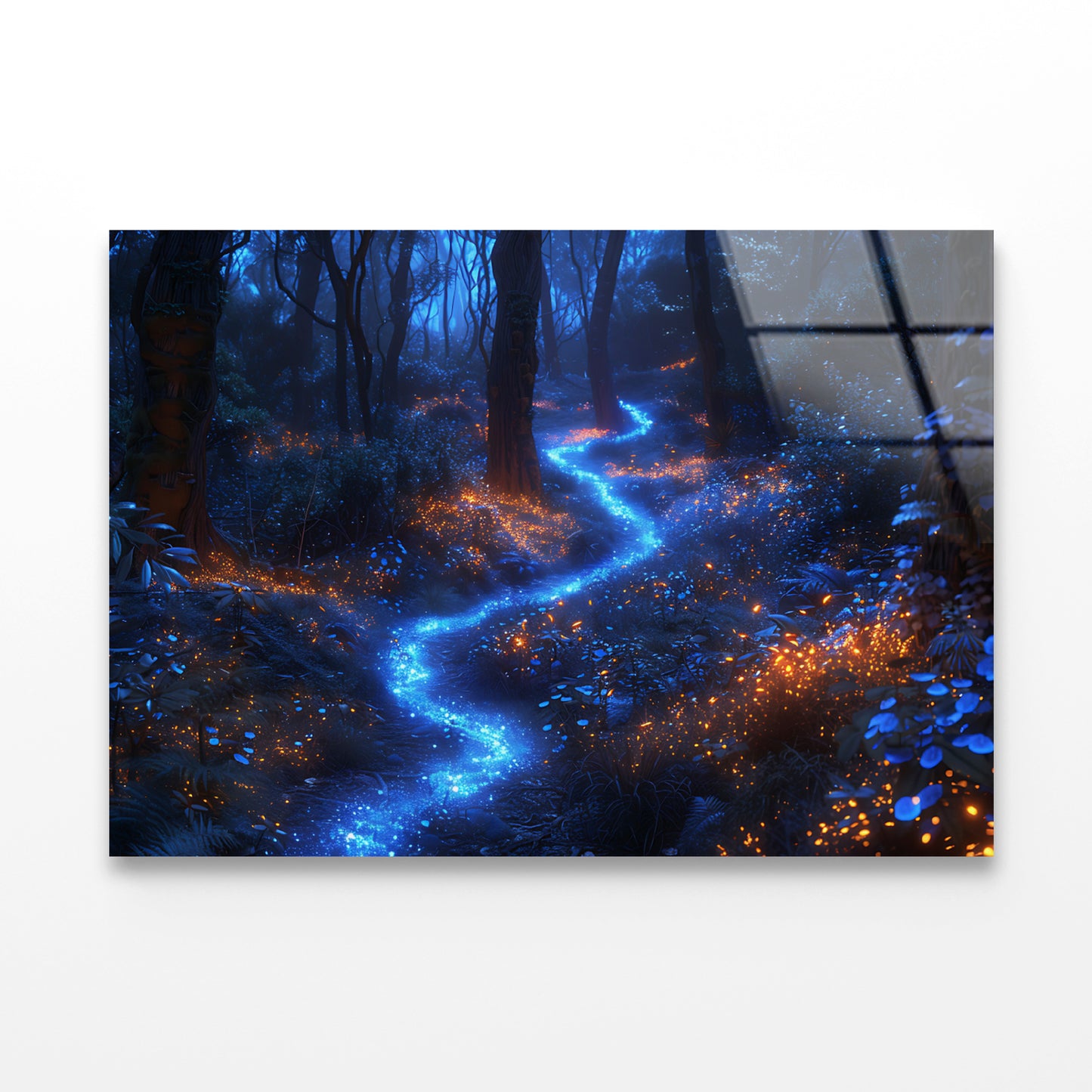 View of Night Forest Acrylic Glass Print Tempered Glass Wall Art 100% Made in Australia Ready to Hang