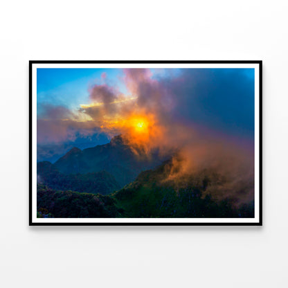 Beautiful Sunset with Mountain in Thailand Home Decor Premium Quality Poster Print Choose Your Sizes