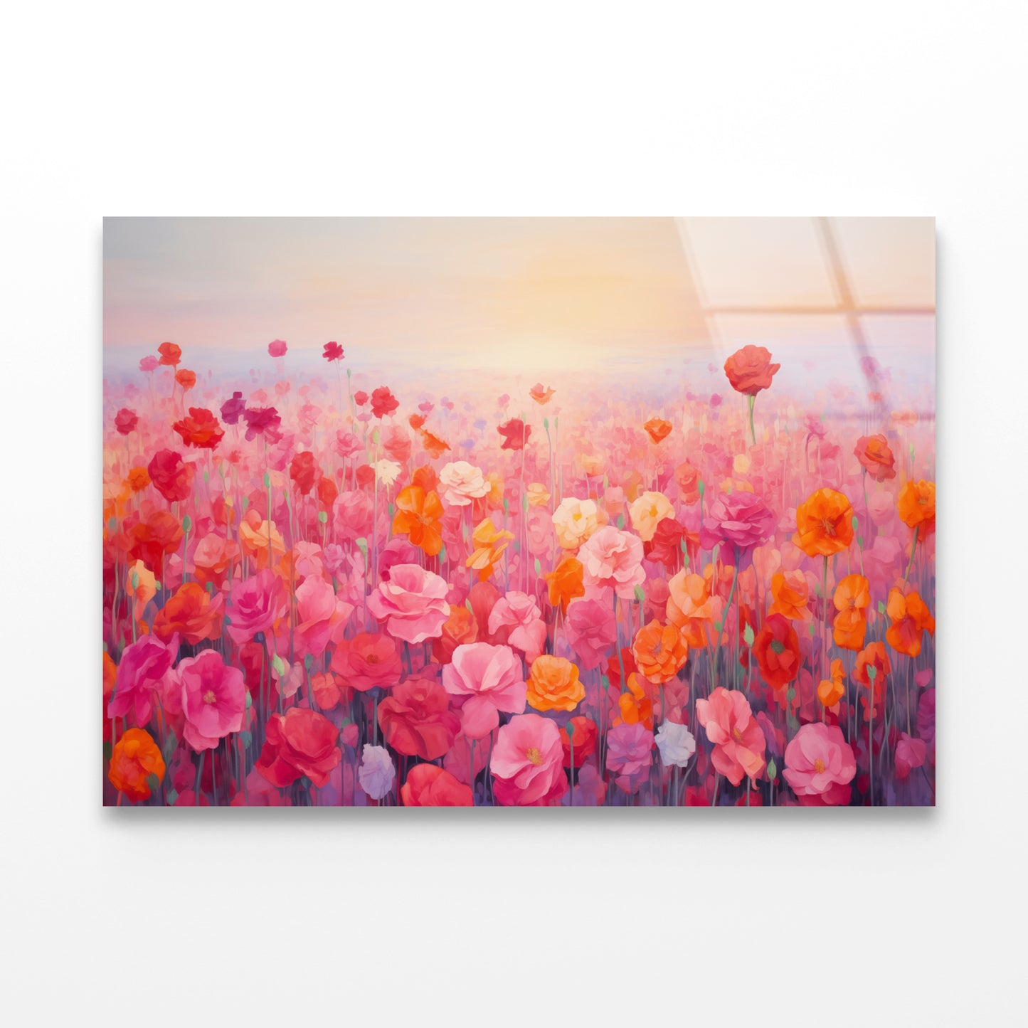 Watercolor Summer Field of Flowers Acrylic Glass Print Tempered Glass Wall Art 100% Made in Australia Ready to Hang