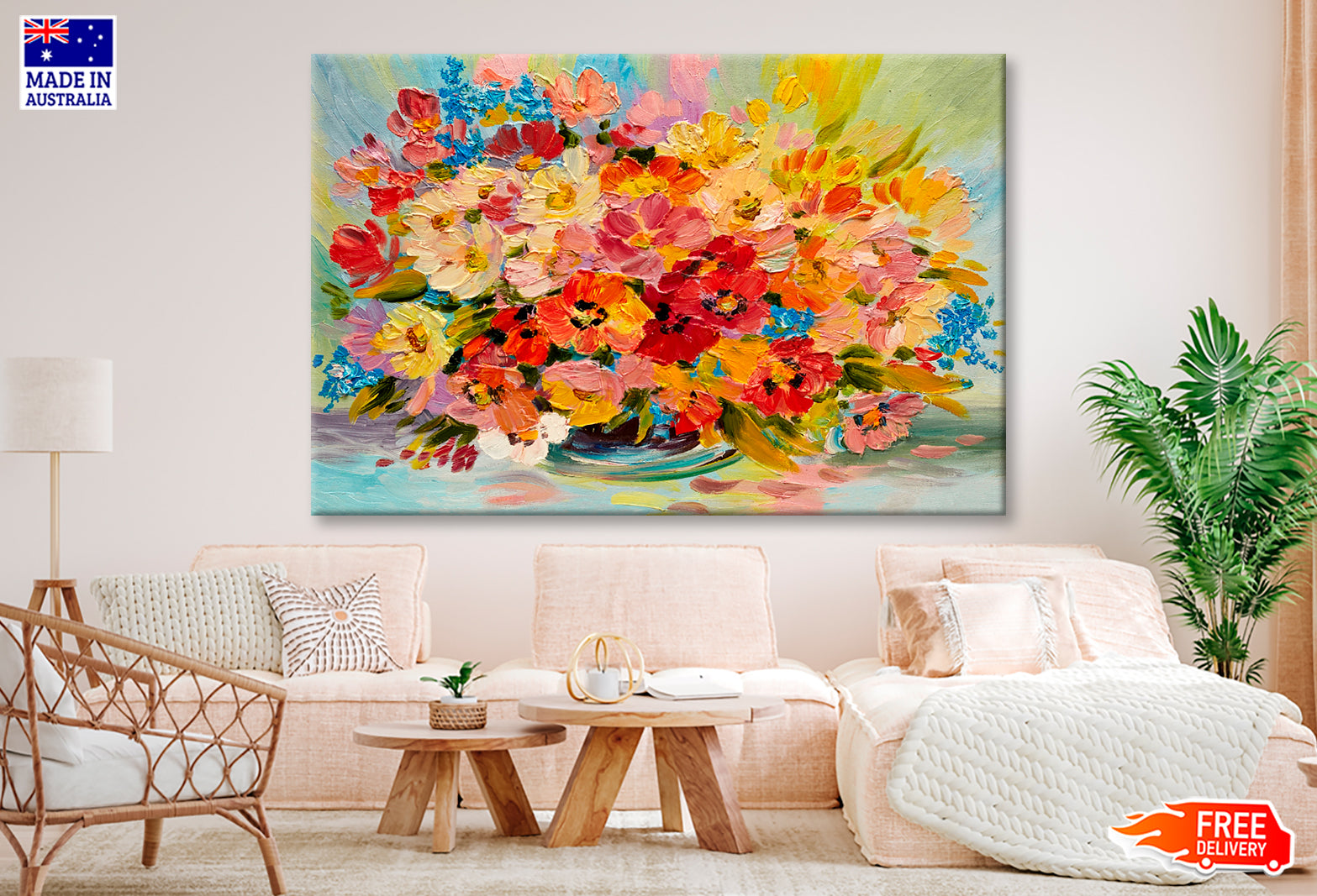 Colorful Bouquet Of Summer Flowers Oil Painting Limited Edition High Quality Print