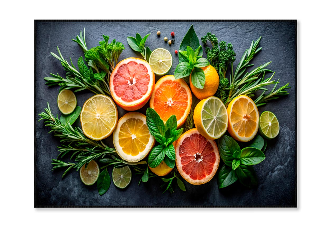 Citrus Fruit and Mint Sprigs Home Decor Premium Quality Poster Print Choose Your Sizes