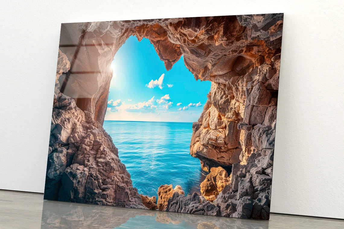 Scenic View of the Ocean with Rocks Acrylic Glass Print Tempered Glass Wall Art 100% Made in Australia Ready to Hang