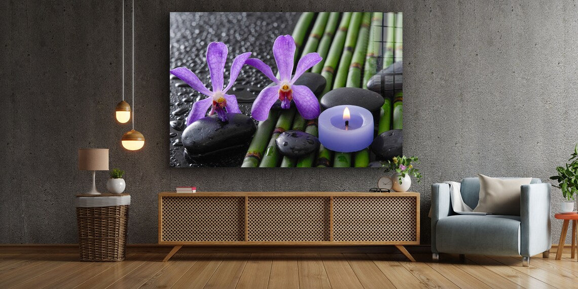 Zen Stones & Flowers UV Direct Aluminum Print Australian Made Quality