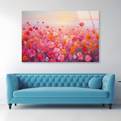 Watercolor Summer Field of Flowers Acrylic Glass Print Tempered Glass Wall Art 100% Made in Australia Ready to Hang