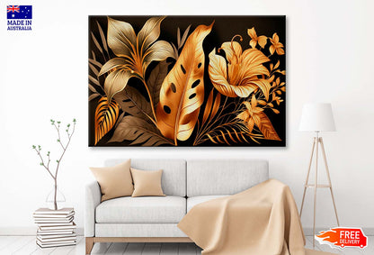 Vintage Luxury Golden Floral Wall Art Limited Edition High Quality Print