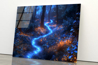 View of Night Forest Acrylic Glass Print Tempered Glass Wall Art 100% Made in Australia Ready to Hang