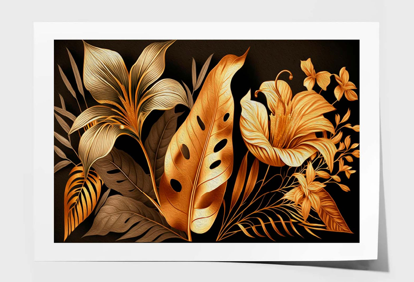 Vintage Luxury Golden Floral Wall Art Limited Edition High Quality Print