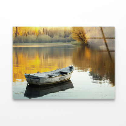 Boat, Lake & Trees Acrylic Glass Print Tempered Glass Wall Art 100% Made in Australia Ready to Hang