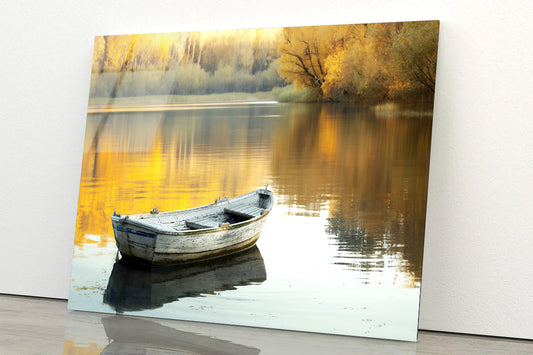 Boat, Lake & Trees Acrylic Glass Print Tempered Glass Wall Art 100% Made in Australia Ready to Hang