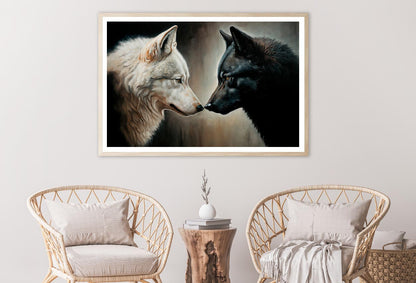 Two White and Black Wolves Facing Each Other Home Decor Premium Quality Poster Print Choose Your Sizes