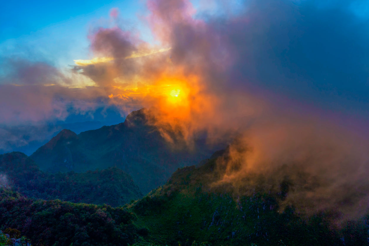 Beautiful Sunset with Mountain in Thailand Home Decor Premium Quality Poster Print Choose Your Sizes