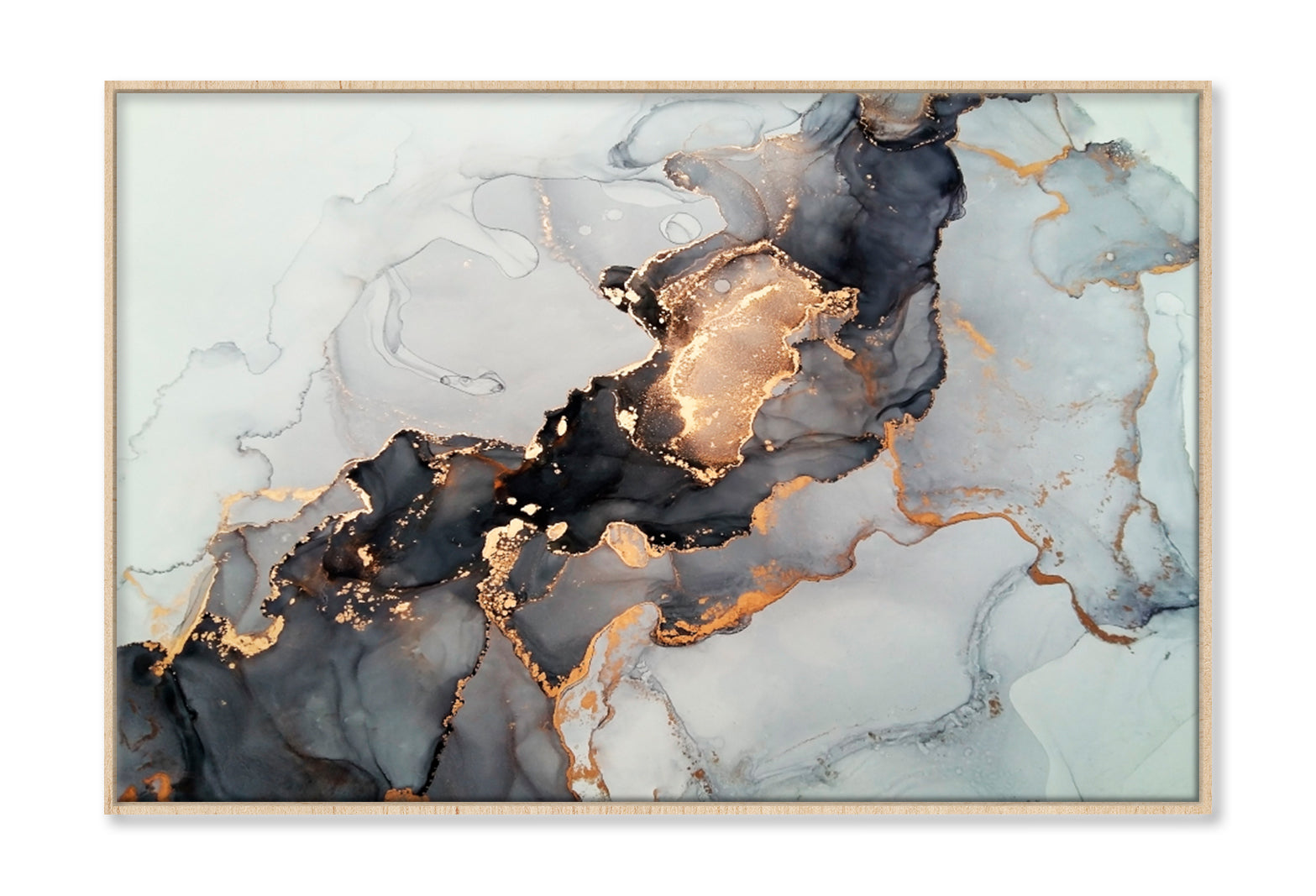 Luxury Abstract Fluid Oil Painting Wall Art Limited Edition High Quality Print Canvas Box Framed Natural