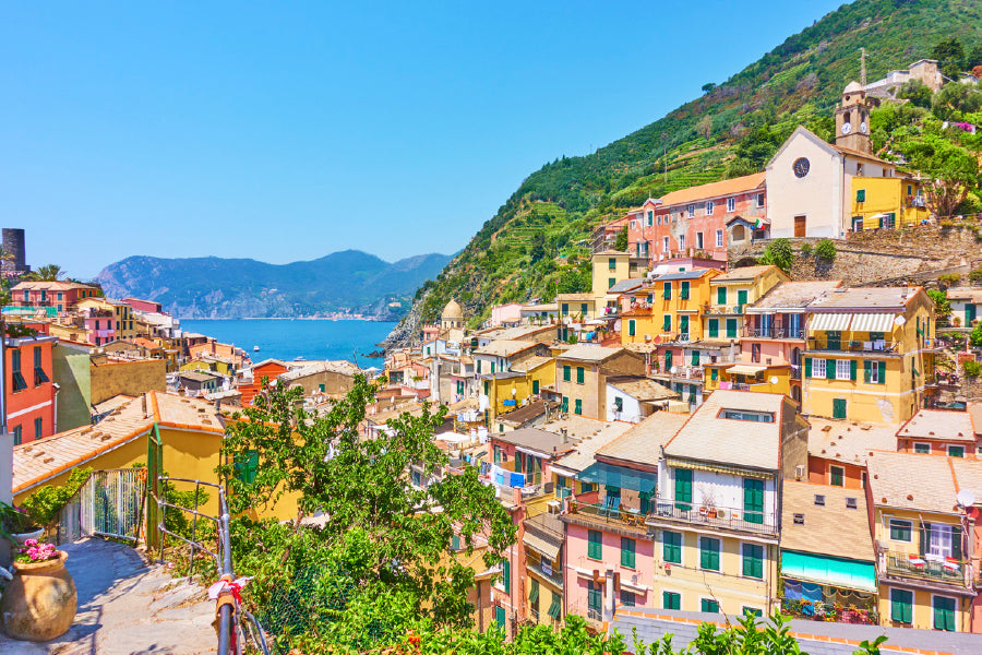 Vernazza Town By The Sea In Italy Glass Framed Wall Art, Ready to Hang Quality Print