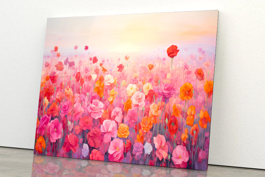 Watercolor Summer Field of Flowers Acrylic Glass Print Tempered Glass Wall Art 100% Made in Australia Ready to Hang