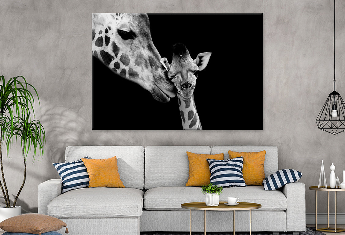 Mom and Baby Giraffe Faces  Wall Art Decor 100% Australian Made