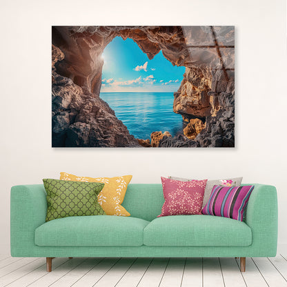 Scenic View of the Ocean with Rocks Acrylic Glass Print Tempered Glass Wall Art 100% Made in Australia Ready to Hang