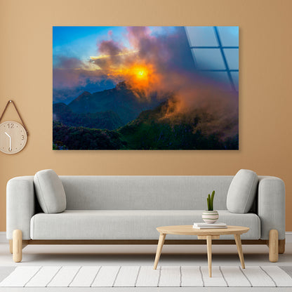 Beautiful Sunset with Mountain in Thailand Acrylic Glass Print Tempered Glass Wall Art 100% Made in Australia Ready to Hang