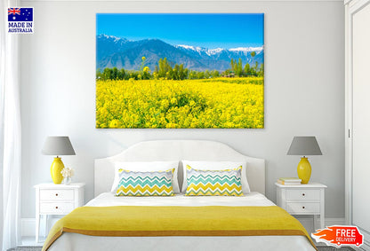 Flowers Meadow With Mountains Print 100% Australian Made