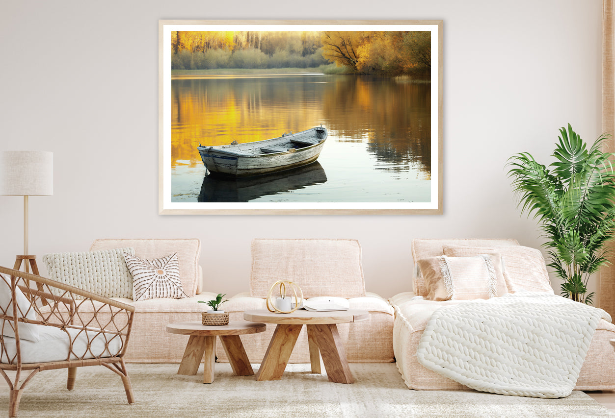 Boat, Lake & Trees Home Decor Premium Quality Poster Print Choose Your Sizes