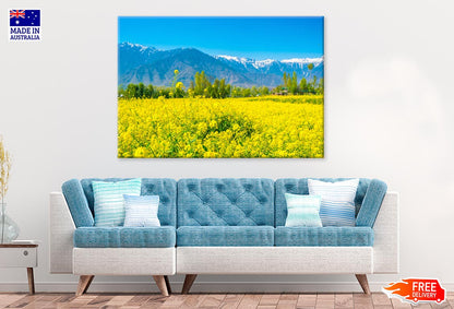 Flowers Meadow With Mountains Print 100% Australian Made