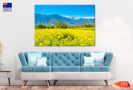 Flowers Meadow With Mountains Print 100% Australian Made